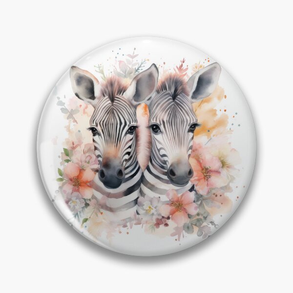 Item preview, Cebras gemelas en una corona de flores | Cebras hermanas designed and sold by PawsandPages.