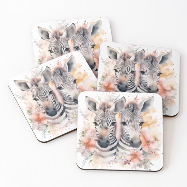 Item preview, Twin Zebras in Floral Wreath| Sister Zebras  designed and sold by PawsandPages.
