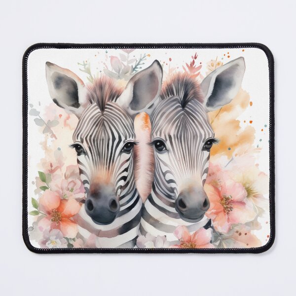 Item preview, Twin Zebras in Floral Wreath| Sister Zebras  designed and sold by PawsandPages.