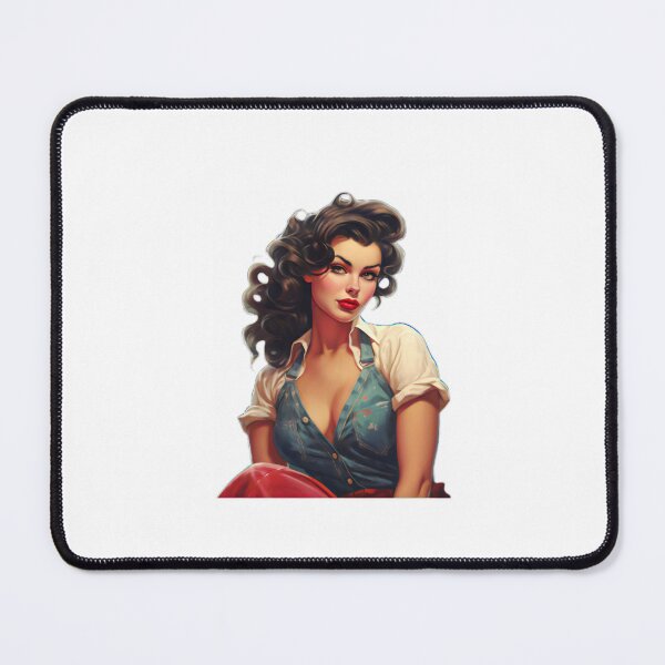 Artikelvorschau, Kraftvolles Vintage-Retro-Pinup-Porträt einer amerikanischen US-Amerikanerin entworfen und verkauft von BrandonArtWorld.