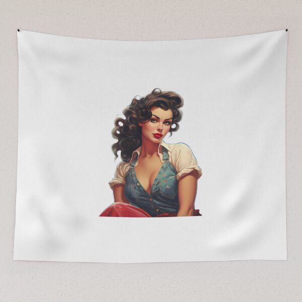 Artikelvorschau, Kraftvolles Vintage-Retro-Pinup-Porträt einer amerikanischen US-Amerikanerin entworfen und verkauft von BrandonArtWorld.