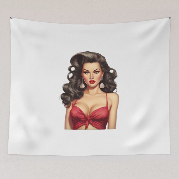 Artikelvorschau, Kraftvolles Vintage-Retro-Pinup-Porträt einer amerikanischen US-Amerikanerin entworfen und verkauft von BrandonArtWorld.