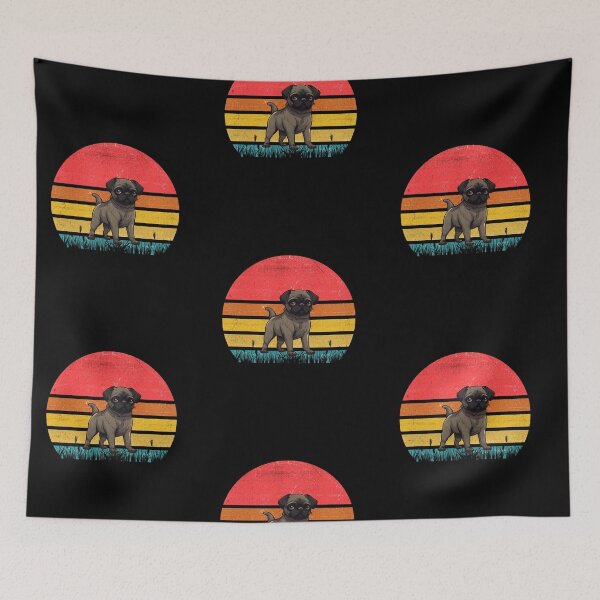 Item preview, Black Pug Vintage Retro Sunset designed and sold by rafaeltto.