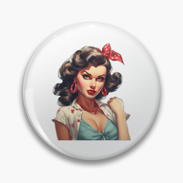 Artikelvorschau, Kraftvolles Vintage-Retro-Pinup-Porträt einer amerikanischen US-Amerikanerin entworfen und verkauft von BrandonArtWorld.