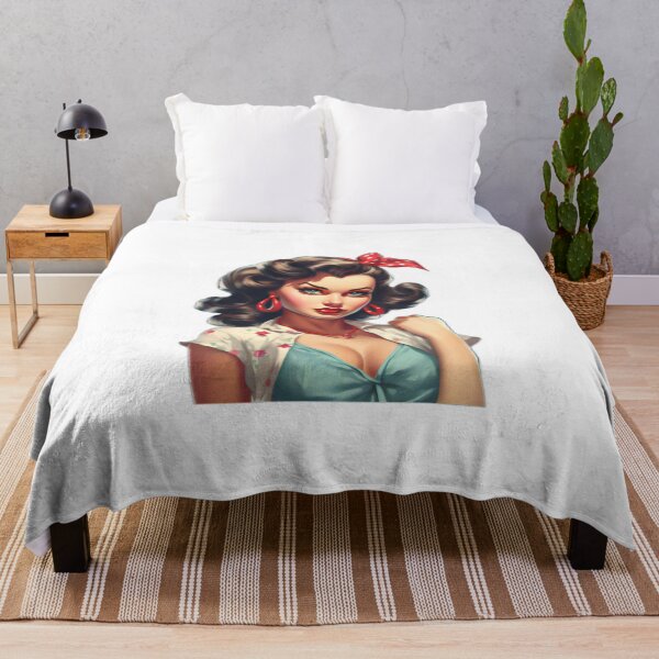 Artikelvorschau, Kraftvolles Vintage-Retro-Pinup-Porträt einer amerikanischen US-Amerikanerin entworfen und verkauft von BrandonArtWorld.