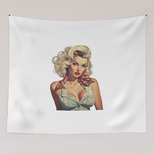 Artikelvorschau, Kraftvolles Vintage-Retro-Pinup-Porträt einer amerikanischen US-Amerikanerin entworfen und verkauft von BrandonArtWorld.