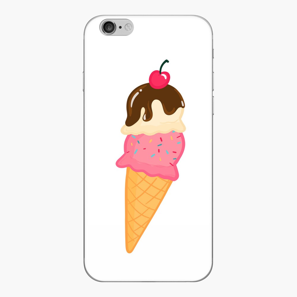 Double scoop ice cream cone with cherry and sprinkles, yum! Sticker for  Sale by StateOfDaisy