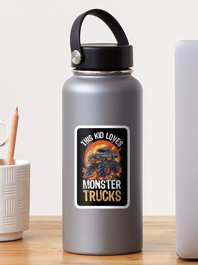 The Crafty Engineer Personalized Monster Truck Kids Water Bottle (Black)