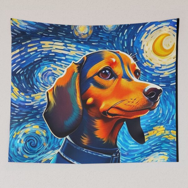 Item preview, Van gogh Starry Night Dachshund  designed and sold by Vangoholic.