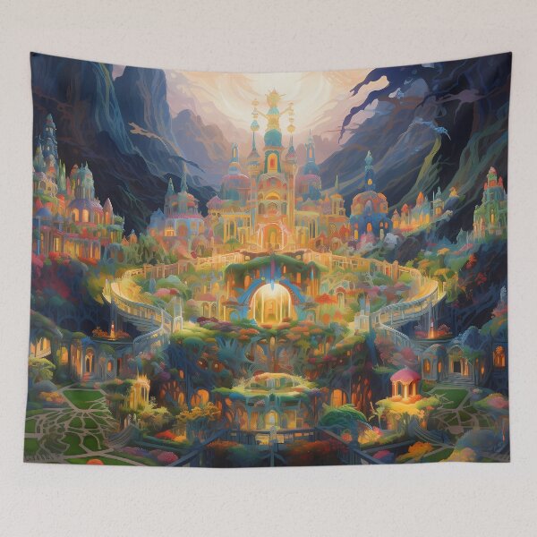 Item preview, The earth in the sky | Enchanted Mountain Kingdom | Dreamy Fairytale Palace designed and sold by mindexploration.