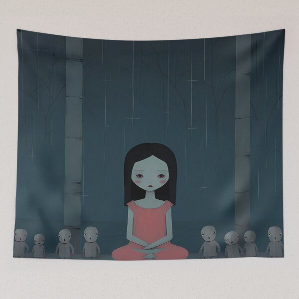 Item preview, The sad girl | Lonely Forest Girl | Mysterious Midnight Gathering designed and sold by mindexploration.