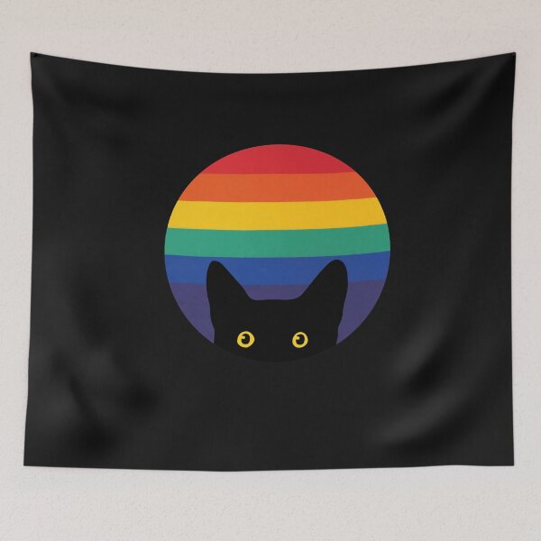 Item preview, Peeking Cat in Rainbow Circle designed and sold by Raquenes.