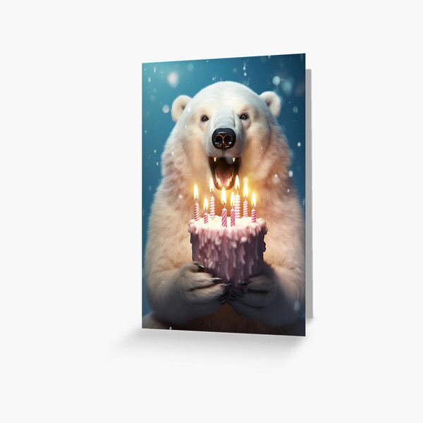 Item preview, Polar Bear with Birthday Cake designed and sold by OddCorro.