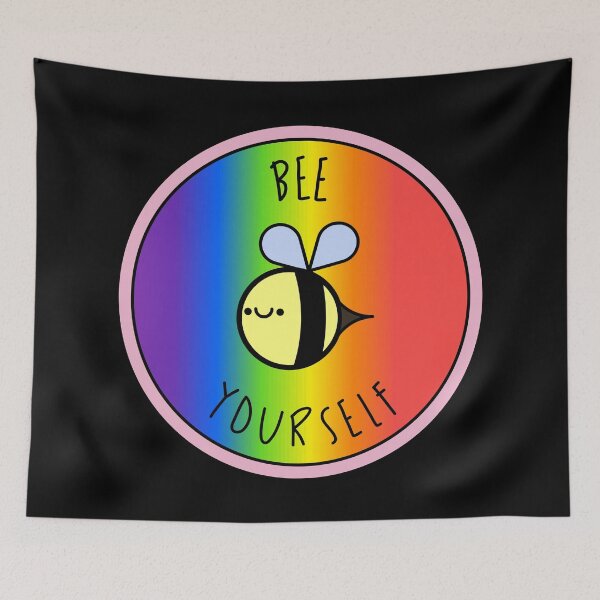 Item preview, Bee Yourself - rainbow colored backdrop cute kawaii pun designed and sold by SpartanDStore.