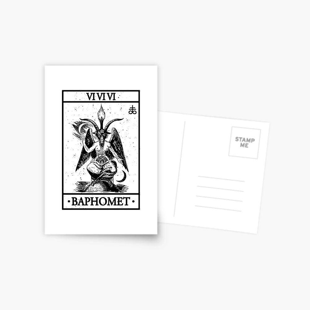 Sac Cabas En Coton Noir – Motif Baphomet, Symbole Tarot, Taille M