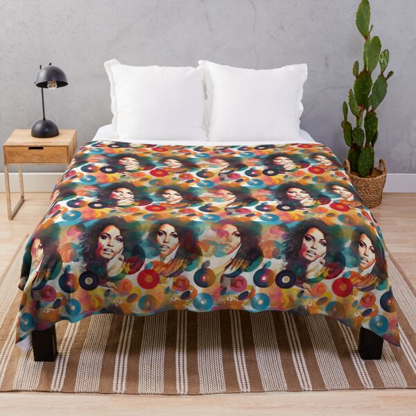 Item preview, Pam Grier & Vinyl Record Pattern - Retro Vintage Colors Artwork designed and sold by Retro-ArtDeco.