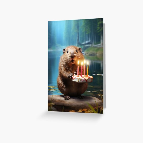 Item preview, Beaver with Birthday Cake designed and sold by OddCorro.