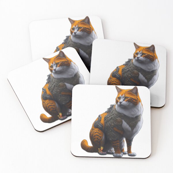 Item preview, Orange Cat in Steampunk Armor (White) designed and sold by AmaziaCo.