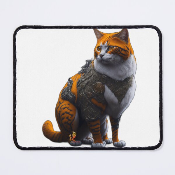 Item preview, Orange Cat in Steampunk Armor (White) designed and sold by AmaziaCo.