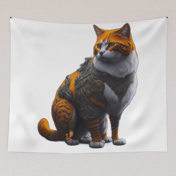 Item preview, Orange Cat in Steampunk Armor (White) designed and sold by AmaziaCo.