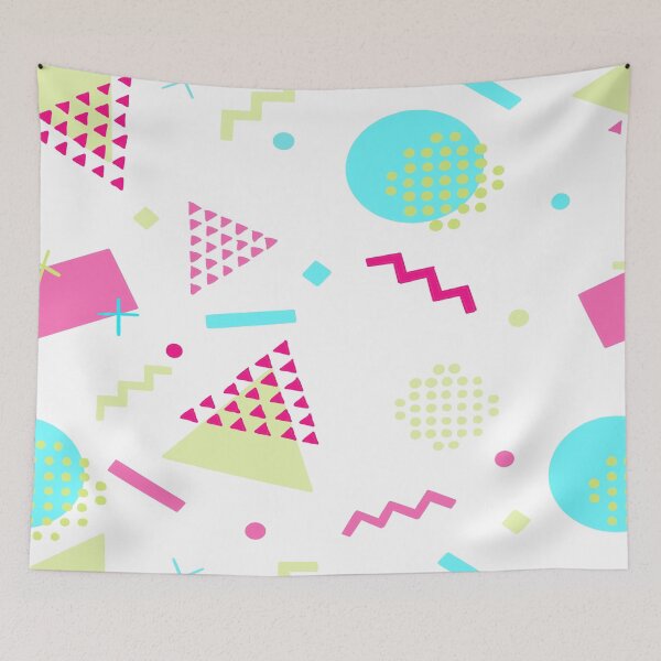 Item preview, Retro 80's Geometric Shape Pattern Neon Blue, Lime & Pink designed and sold by BlueMoonBarn.
