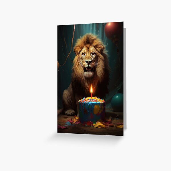 Item preview, Mighty Lion with Birthday Cake designed and sold by OddCorro.