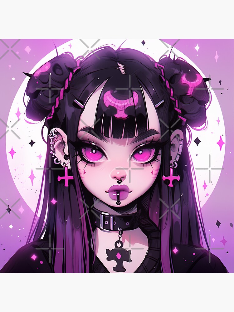 Goth Anime Girl Headphones Music Neck Chain Drawing by DNT Prints - Fine  Art America