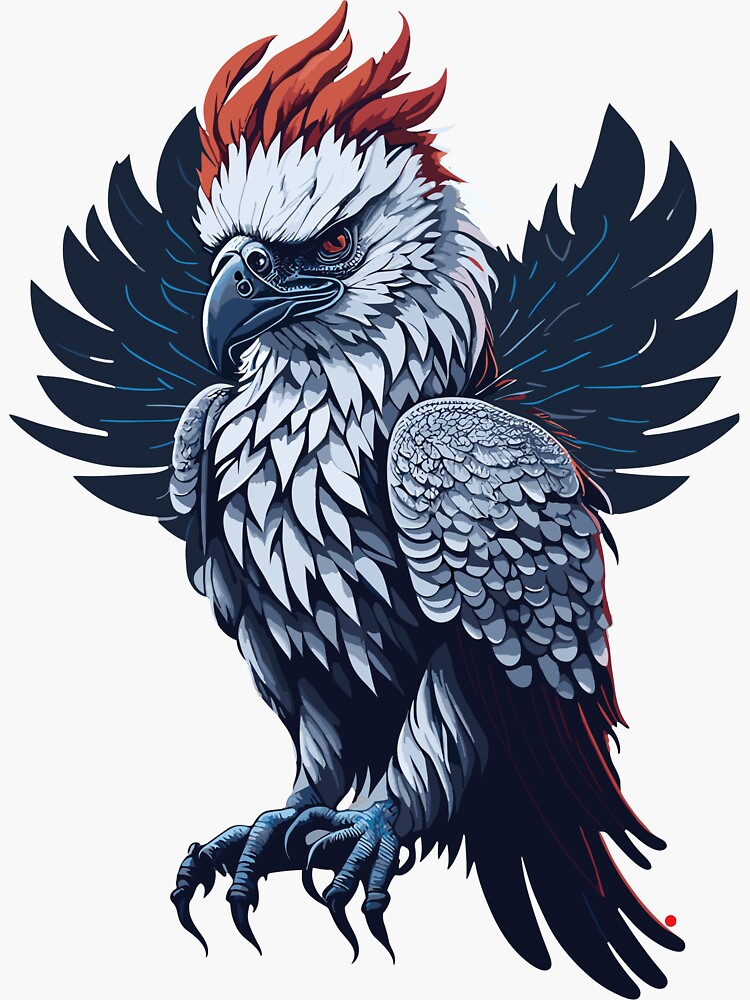 draws a majestic harpy eagle with its wings open in the middle o