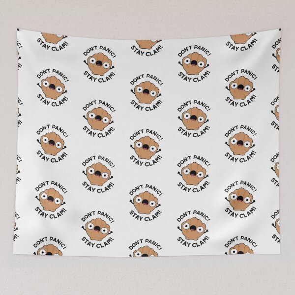 Item preview, Don't Panic Stay Clam Funny Animal Puns  designed and sold by punnybone.