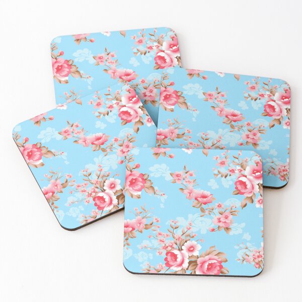 Item preview, pattern seamless water flower colorful retro red on blue backgroud designed and sold by sippapas.