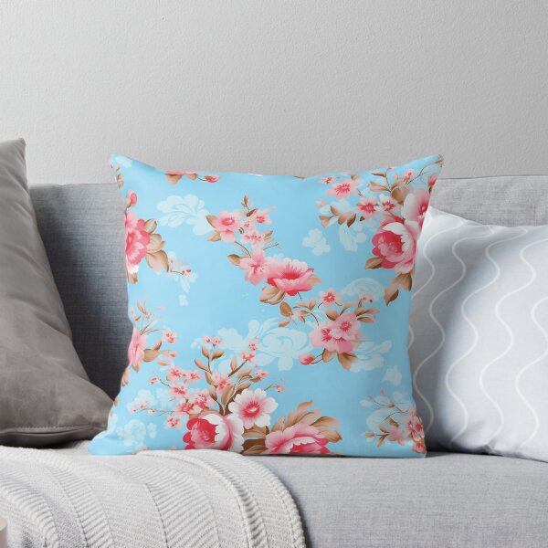 Item preview, pattern seamless water flower colorful retro red on blue backgroud designed and sold by sippapas.