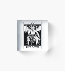 VINTAGE TAROT CARD T SHIRT, THE DEVIL CARD, OCCULT, TAROT Acrylic Block
