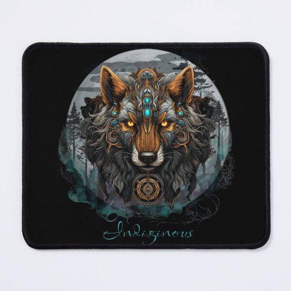 Item preview, Indiginous Wolf with Moon, Trees, Pendant, and Turquoise designed and sold by SeeFutureDreams.