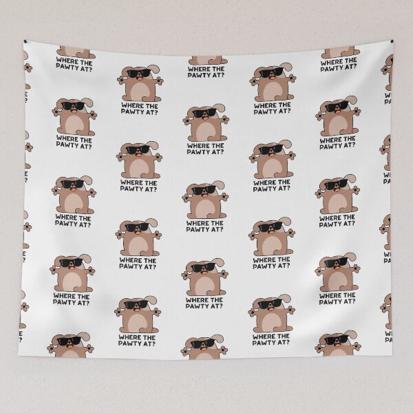 Item preview, Where The Pawty At Funny Doggie Dog Puns  designed and sold by punnybone.