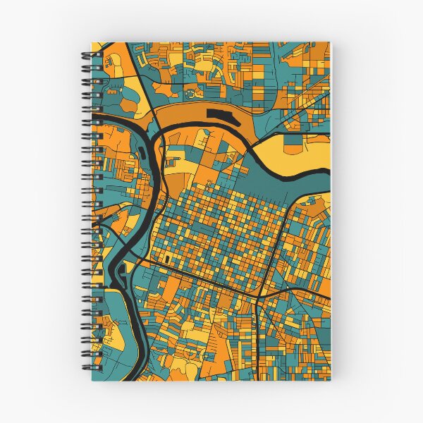 Item preview, Sacramento Map Pattern in Orange & Teal designed and sold by PatternMaps.