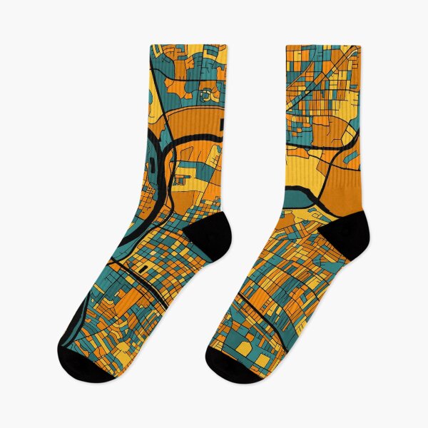 Item preview, Sacramento Map Pattern in Orange & Teal designed and sold by PatternMaps.