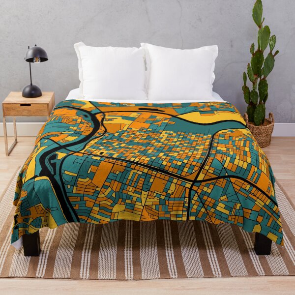 Item preview, Patrón de mapa de Sacramento en naranja y verde azulado designed and sold by PatternMaps.