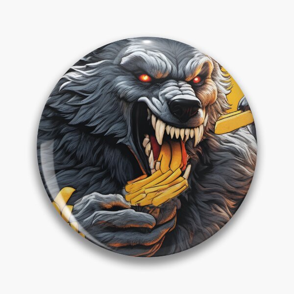 Item preview, terrible werewolf eats french fries, retro, horror designed and sold by Mauswohn.