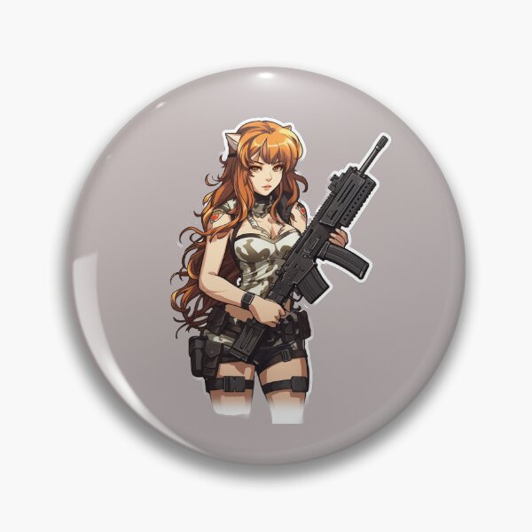 Item preview, Anime Redhead Lady With M-16 designed and sold by TheTactical.