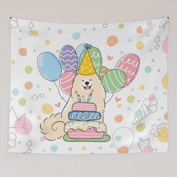 Item preview, Biscuit White Samoyed Dog Birthday Party designed and sold by Lulupainting.