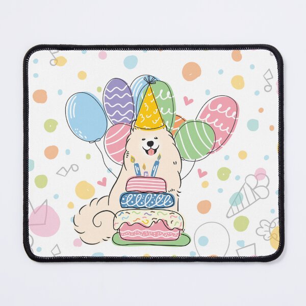 Item preview, Biscuit Cream Samoyed Dog Birthday Party designed and sold by Lulupainting.