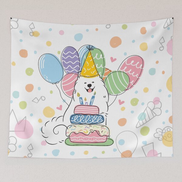 Item preview, White Samoyed Dog Birthday Party designed and sold by Lulupainting.
