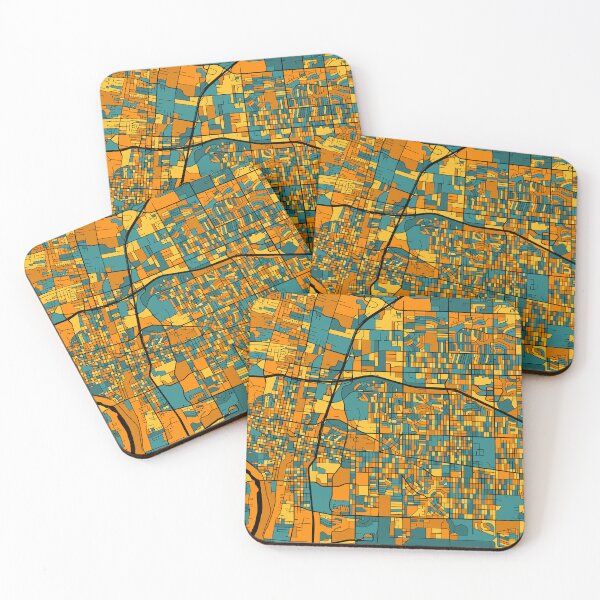 Artikelvorschau, Albuquerque-Kartenmuster in Orange und Blaugrün entworfen und verkauft von PatternMaps.