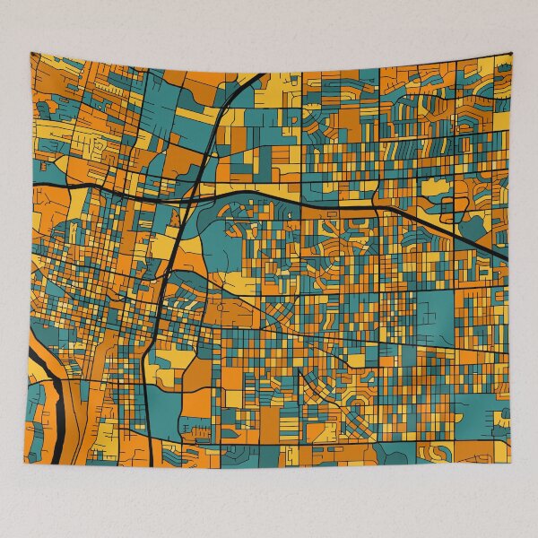 Item preview, Albuquerque Map Pattern in Orange & Teal designed and sold by PatternMaps.
