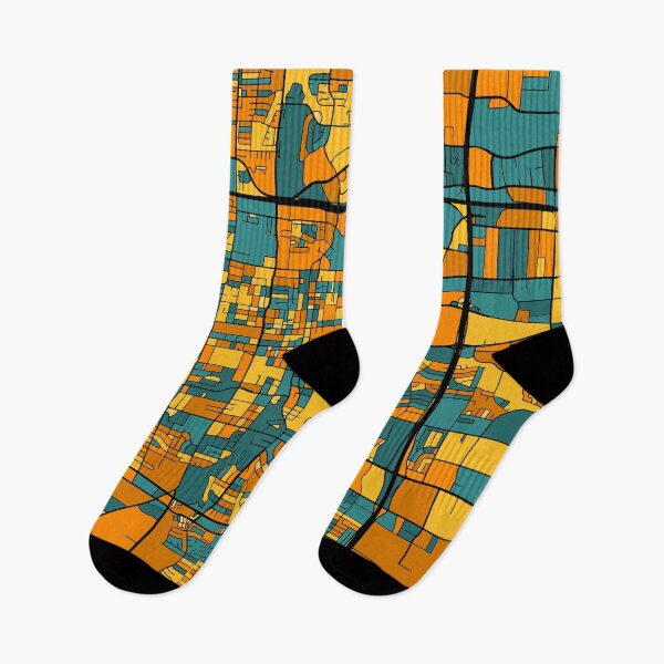 Item preview, Arlington Map Pattern in Orange & Teal designed and sold by PatternMaps.