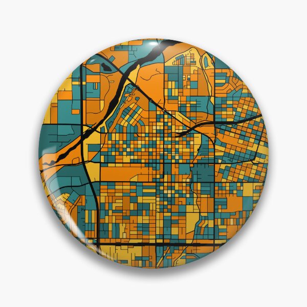 Item preview, Bakersfield Map Pattern in Orange & Teal designed and sold by PatternMaps.