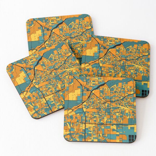 Item preview, Bakersfield Map Pattern in Orange & Teal designed and sold by PatternMaps.