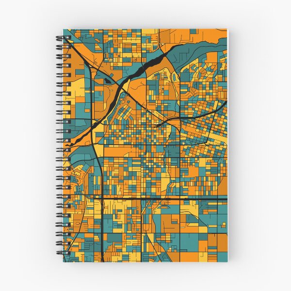 Item preview, Bakersfield Map Pattern in Orange & Teal designed and sold by PatternMaps.