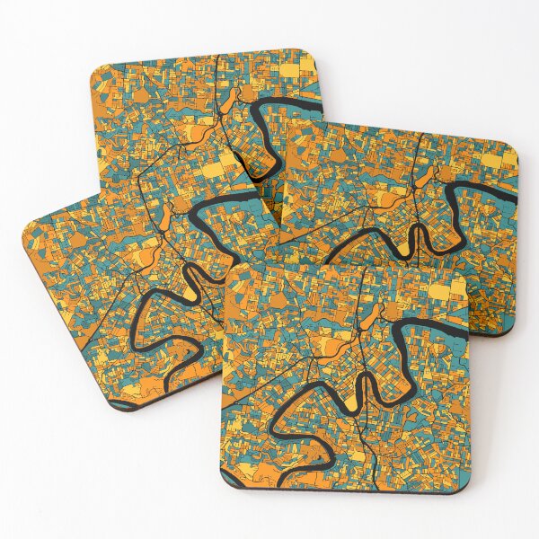 Item preview, Brisbane Map Pattern in Orange & Teal designed and sold by PatternMaps.