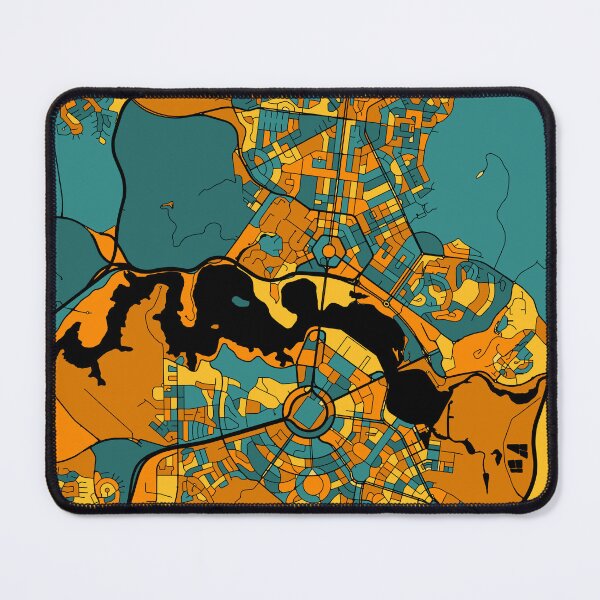 Item preview, Canberra Map Pattern in Orange & Teal designed and sold by PatternMaps.